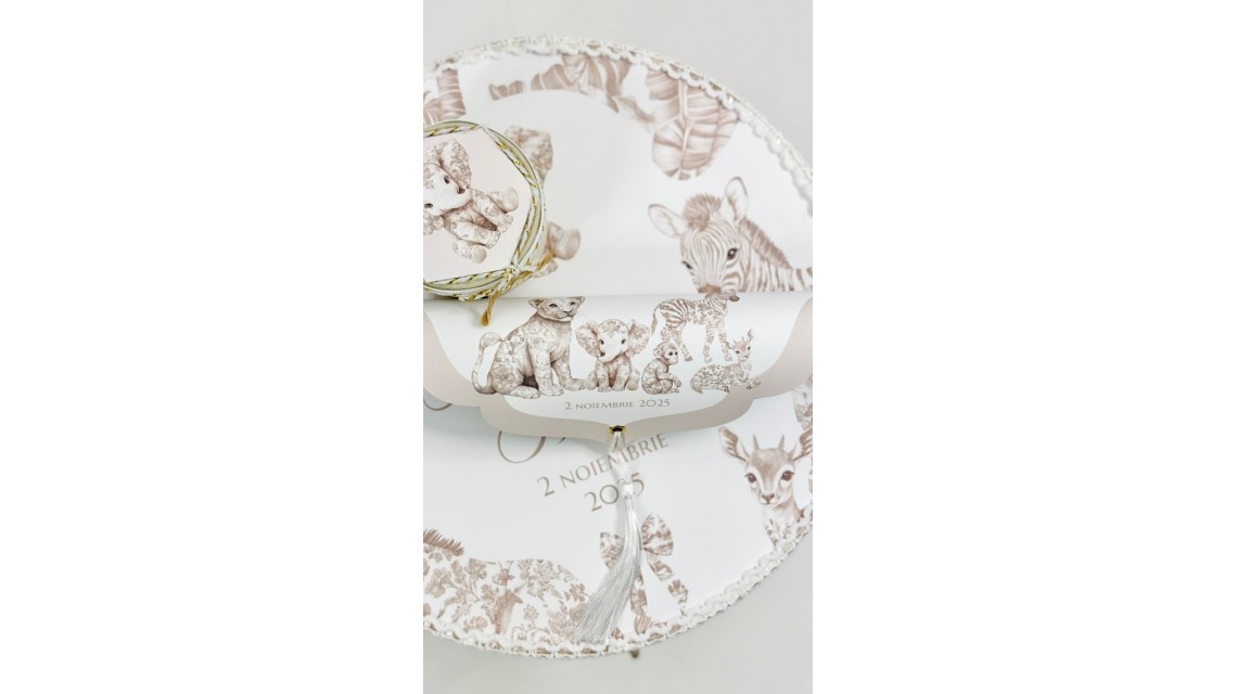 Trusou botez Dior Beige Nude Baby Safari tematică exotică și elegantă 11